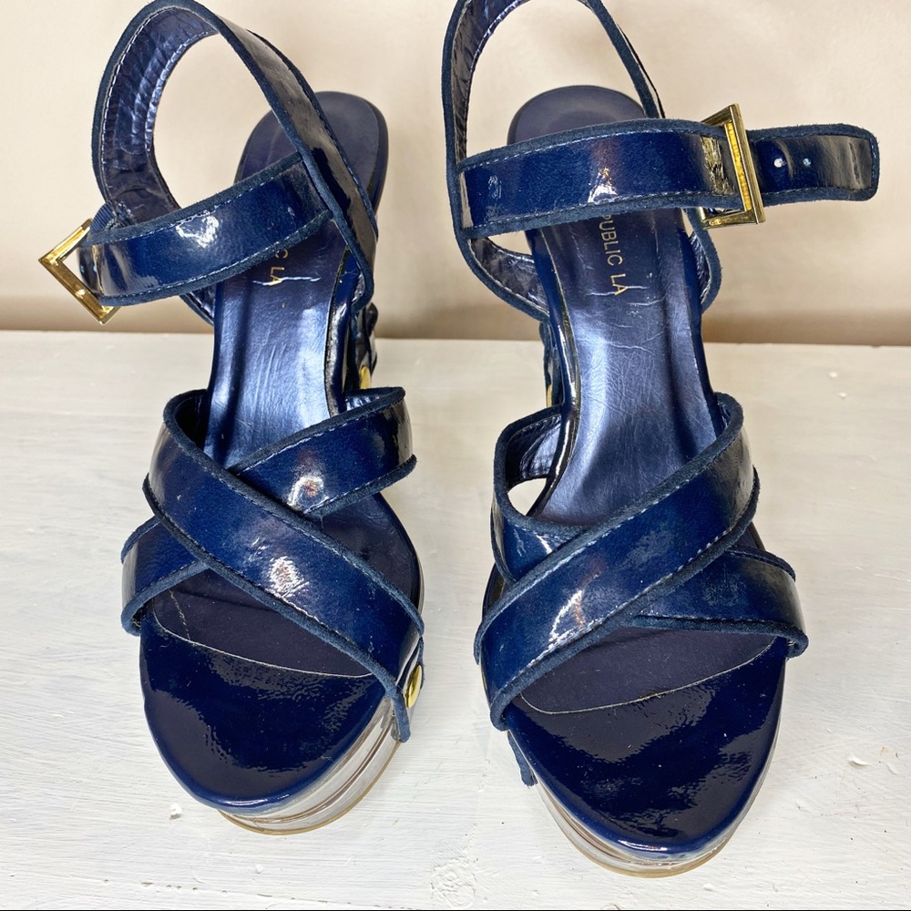 Shoe Republic  LA Clear Platform Wedges Size 7
